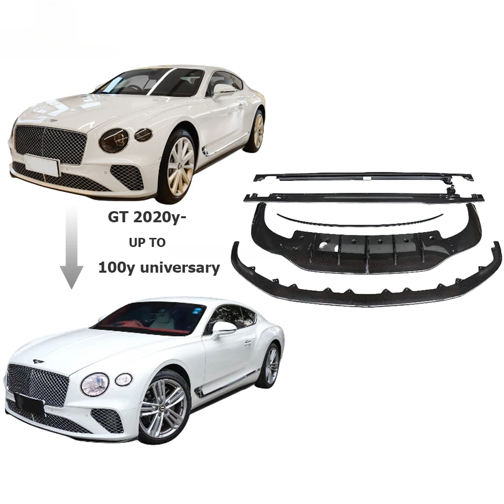 

GT (Continental ) 2020Y~ 100Y Anniversary Dry Carbon Fiber Body Kit Fit Front Lip Rear Diffuser Side Skirt Rear Wing