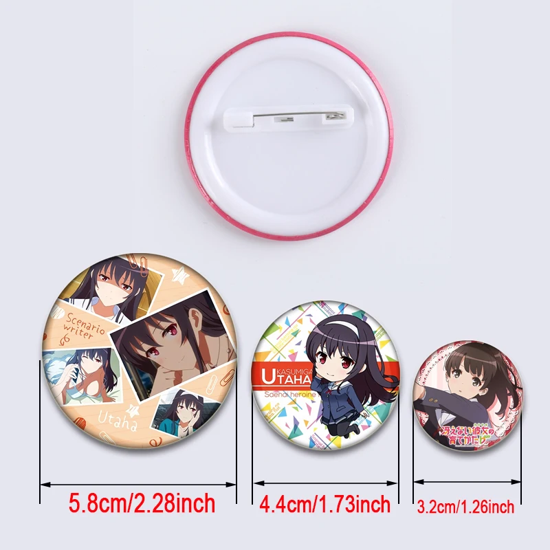 Eriri Spencer Sawamura,Megumi Kato,Hyodo Michiru,Kasumigaoka Utaha Badge Cartoon Anime Characters Brooch Pins for Backpack Gifts