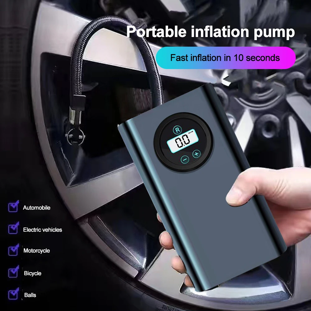 Car USB Rechargeable Air Pump Tire Inflator Portable Compressor Digital Wireless Tyre Inflator For Auto Motocycle Bicycle Balls