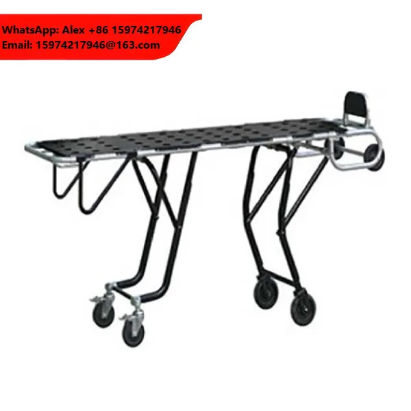 YSTSC152 Ysenmed Mortuary Folding Stainless Steel Adult Body Transportation Trolley Corpse Cart Dead Body Transport Stretcher