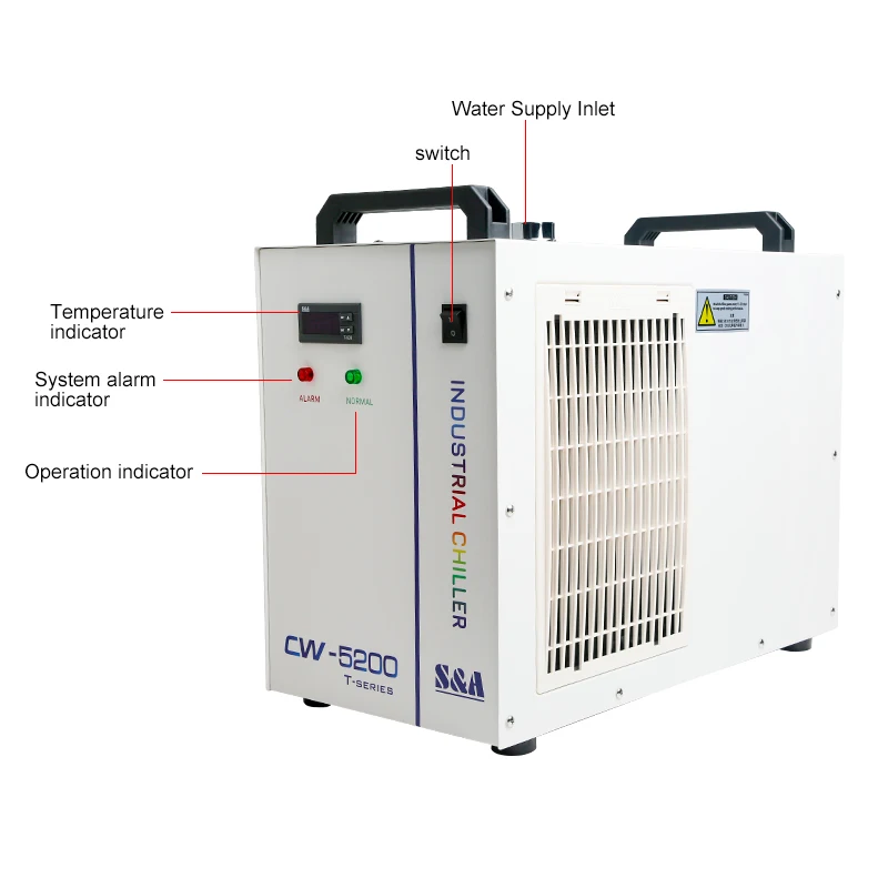 Industrial CW5000 Water Chiller Cooling System For CO2 Laser Machine CNC Spindle 80W To 150W Laser Tube