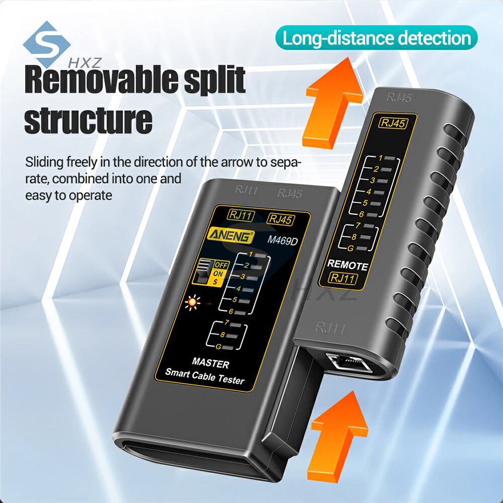 جهاز اختبار كابل الشبكة M469D RJ45 + RJ11 جهاز اختبار كابل توصيل إيثرنت UTP LAN أداة اختبار كابل الشبكات أدوات إصلاح الشبكة