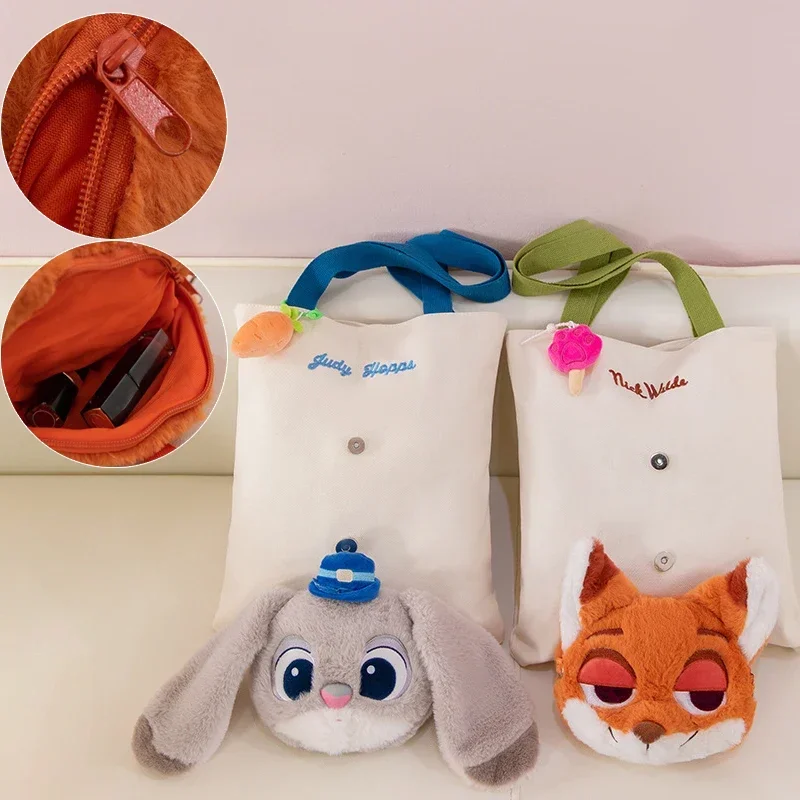 

Zootopia плюшевая сумка на плечо холщовая сумка мультфильм Джудит Ник сумка большая вместительная портативная праздничная сумка для поездок на работу Рождественский подарок