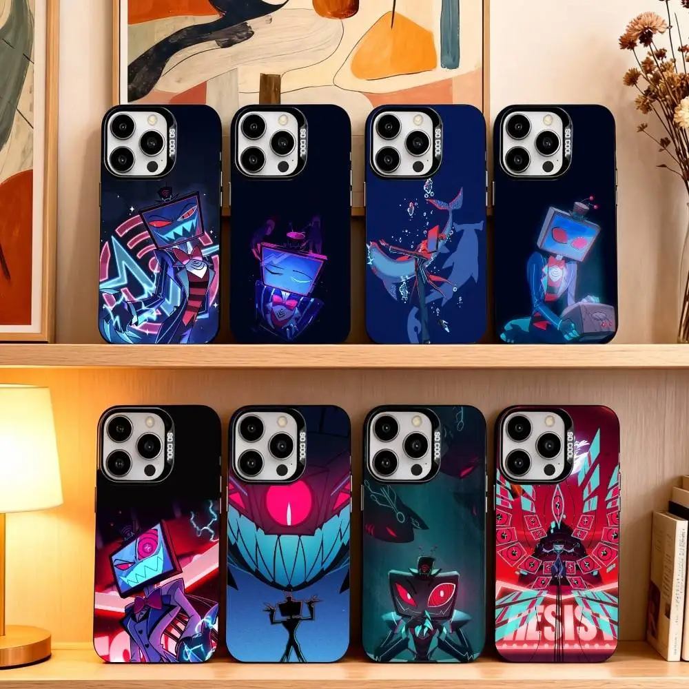 

H-Hazbin V-Vox H-Hotel Phone Case For iPhone17,16,15,14,13,12,11 Plus,Pro Max Black Candy silver phone case
