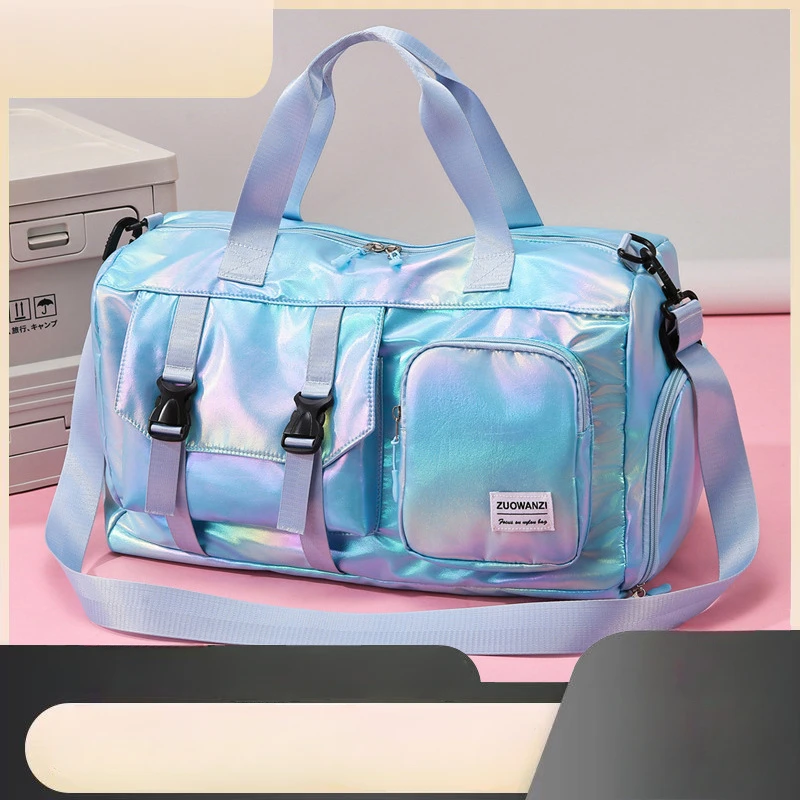 

Сумка на плечо из полиэстера унисекс большой вместимости для коротких поездок, спорта, плавания, влажной и сухой разделитель, ручная переноска, легкий, прочный