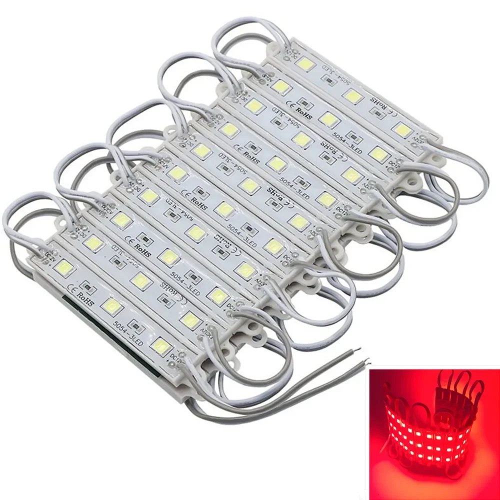 20pcs/Lot DC12V LED Module 3 SMD 5054 Cool White/Red Color Waterproof IP66 Super Bright Backlight for Signage