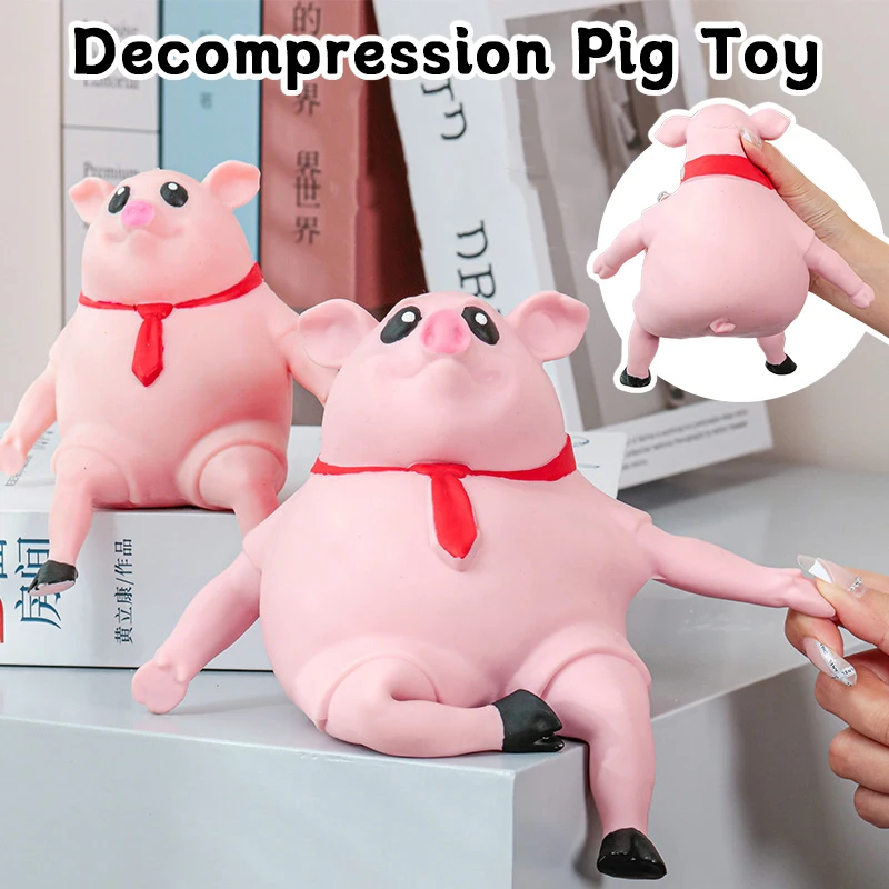 Piggy DecompressionToy Pet Squeezing Pink Pig Stress Relief Toy Soft Pig Shape Relaxing Toys For Classroom Sensory Room Party