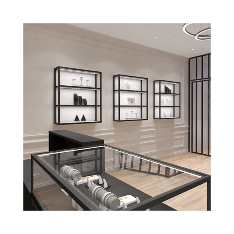 New Design Cosmetic Led Marble Jewellery Counter Top Displays Glass Cabinet Used Jewelry Display showcase