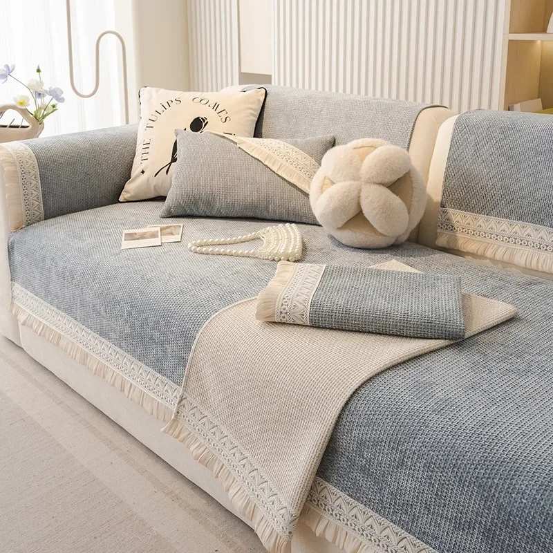 High End Velvet Texture Dutch Sofa Mat Cover Lounge Corner L Shape Sofa Towel Cover Non-Slip Home Couch Protector Living Room
