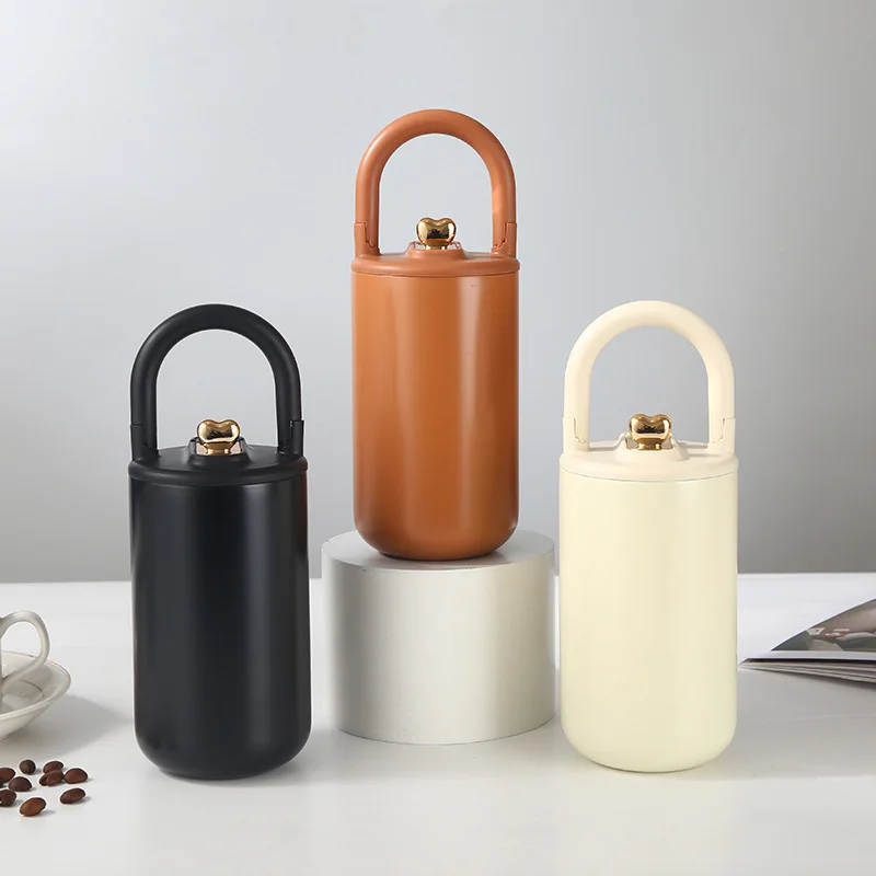 

450Ml New Vacuum Double-layer 304 Stainless Steel Thermos Cup Portable Coffee Cup Outdoor Portable Car Straw Water Bottle