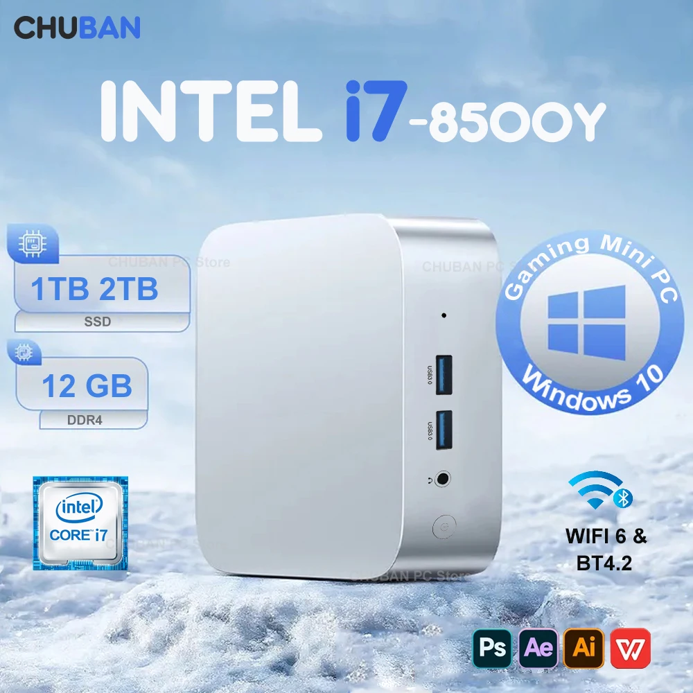 

New Mini PC Intel Core i7 8500Y Windows 10 12GB DDR4 512GB 1TB SSD PC Gamer Computer Dual WIFI 6 BT4.2 4K Mini Gaming Pc Desktop