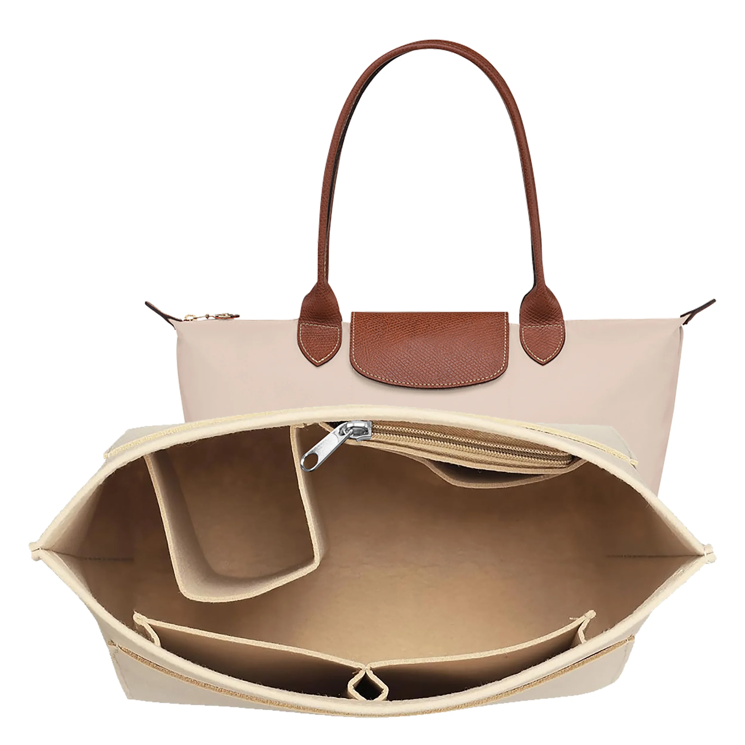 Vilt inlay tas geschikt voor Longchamp handtas voering tas vilt stof make-up tas ondersteuning reisbare inlay handtas organizer