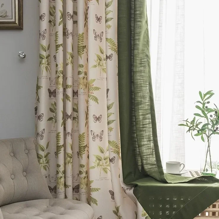 

American Rural Country Printed Cotton Linen Curtains Living Dining Room Bedroom Window Curtains