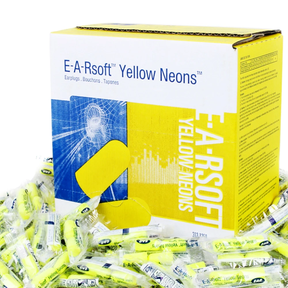 E-A-Rsoft Yellow Neons Earplugs 312-1250 Memory Foam Noise-cancelling Ear Plugs Uncorded, Poly Bag