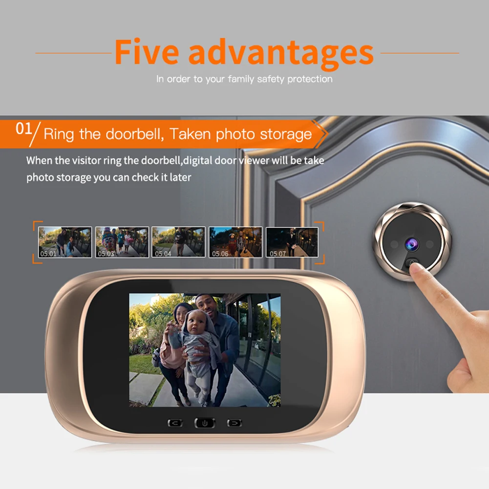 DD1 2.8 inch Screen Digital Doorbell Electronic Door Peephole Camera Door Bell
