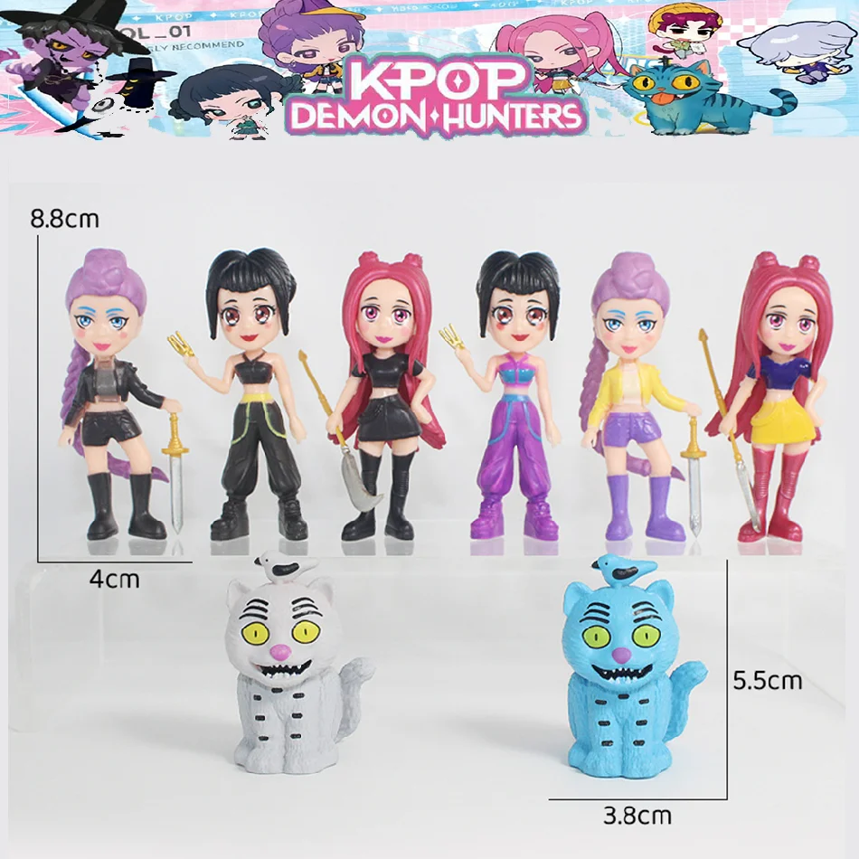 8 teile/satz Kpop Dämon Jäger Action Figur Spielzeug Q VersionDerpys Tiger Rumi Mira Zoey Sussy Figur Puppe Für Fans Geschenk