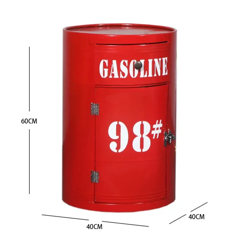 

Creative Industrial Iron Oil Barrel Storage Cabinet Metal Bedside Table Decorative Living Room Side Furniture