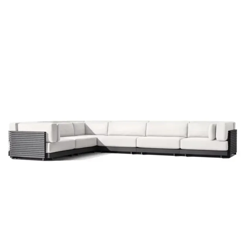 Modern hotel villa courtyard furniture set modular combination, garden sofa weather strong, aluminum modular outdoor sofa set
