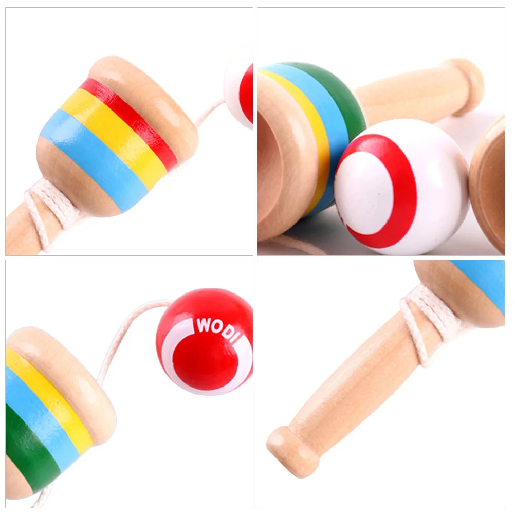 2 Pcs Skill Cup Kenball Indoor Toy and Game Kendama for Children Pediatric Clinic Mini Wooden Catch Toys