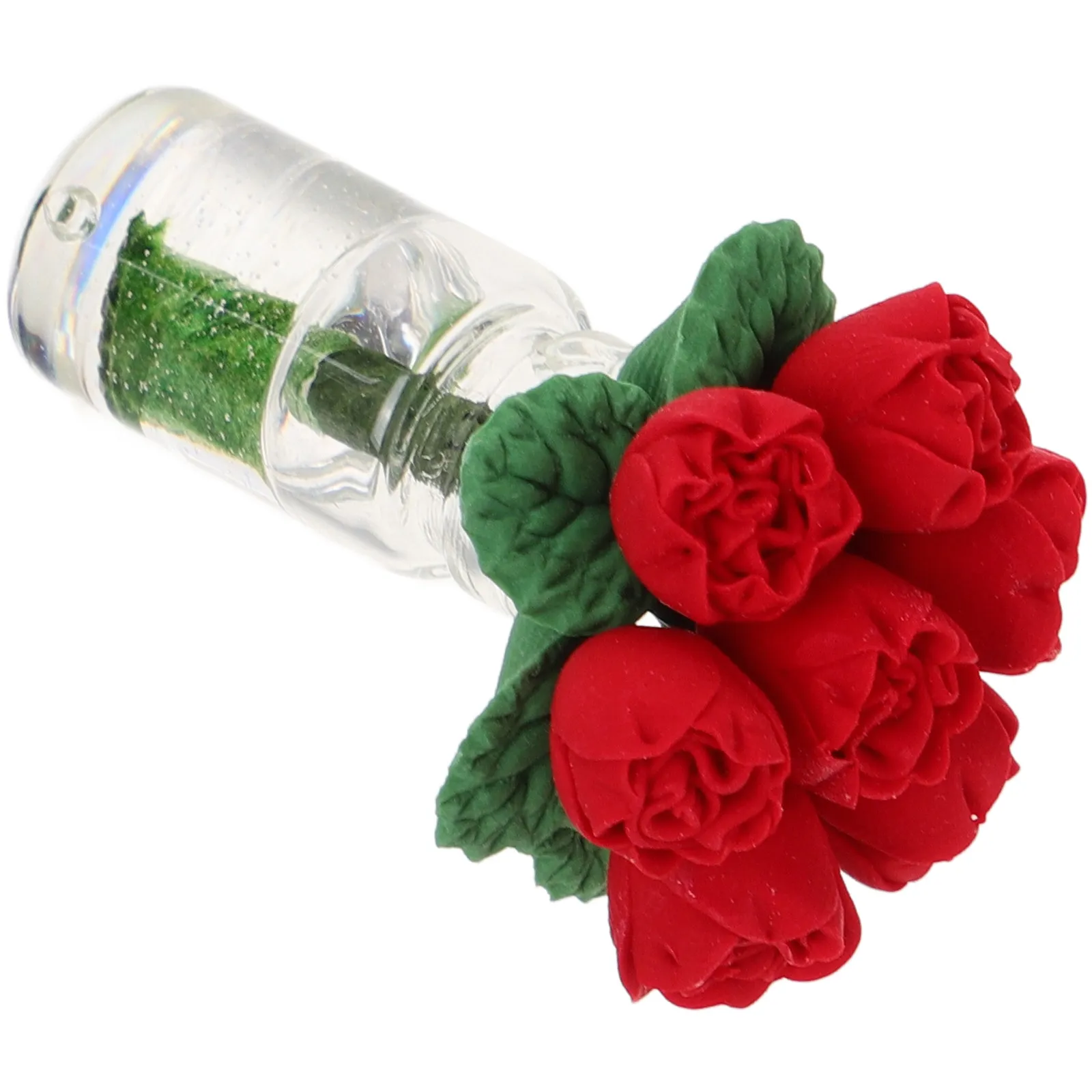 Simulated Rose Car Dashboard Ornament Sturdy Glass Resin Flower Decor Small Lightweight Easy Install Universal Fit Car Interior