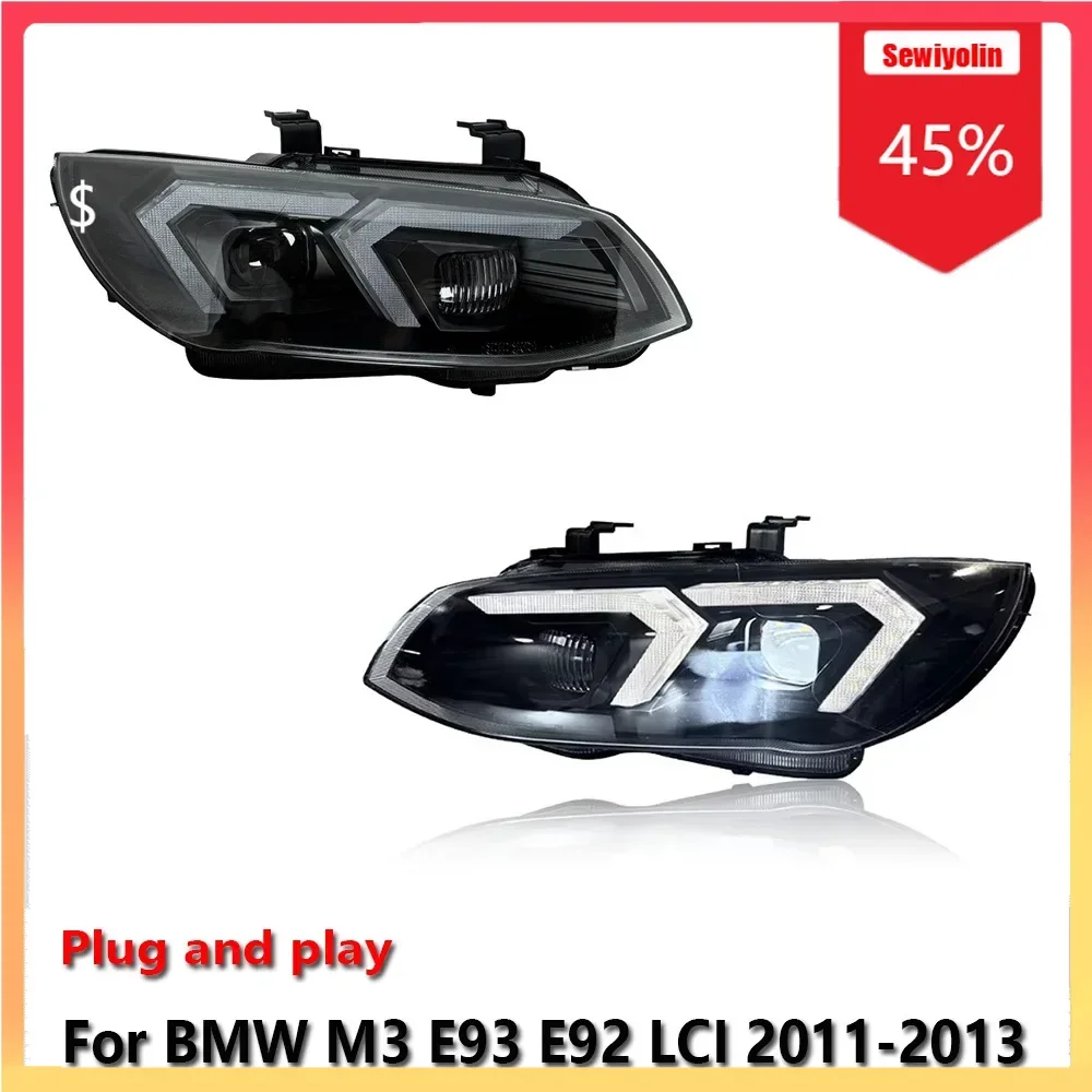 

Автомобильные светодиодные фары в сборе для BMW M3 E93 E92 LCI 2010-2013, противотуманные фары DRL, стоп-сигнал поворота, лампа Plug and Play