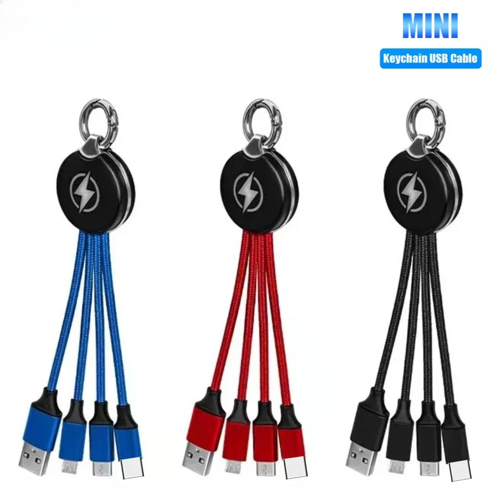 3 in 1 USB Cable Keychain LED keychain charger portable for C Multi Charger Cable for iPhone 14 12  Xiaomi Huawei Fast Charging
