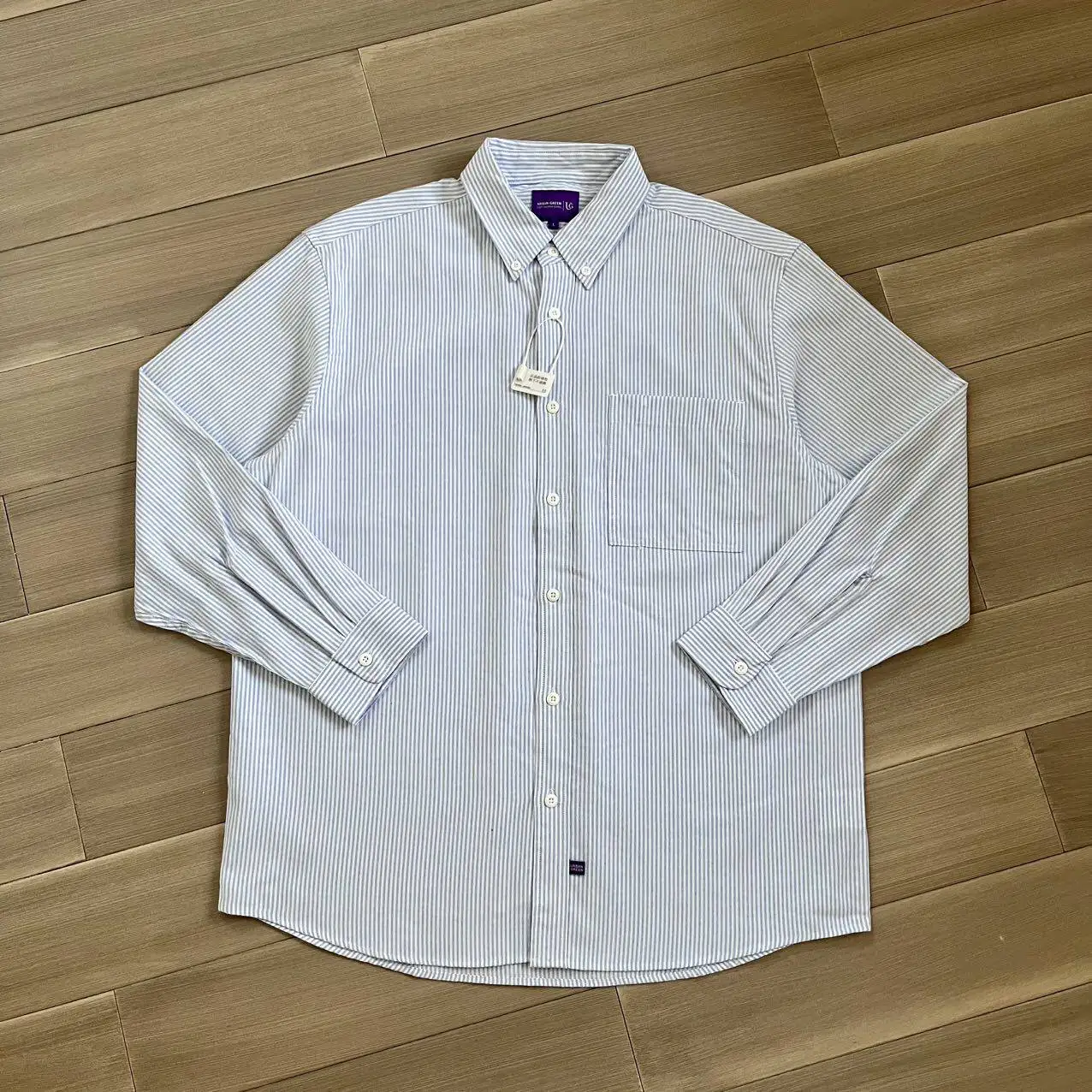 

Мужская рубашка свободного кроя из оксфордской ткани в полоску с длинным рукавом, в японском стиле, с повседневным воротником, на пуговицах, модная коллекция весна