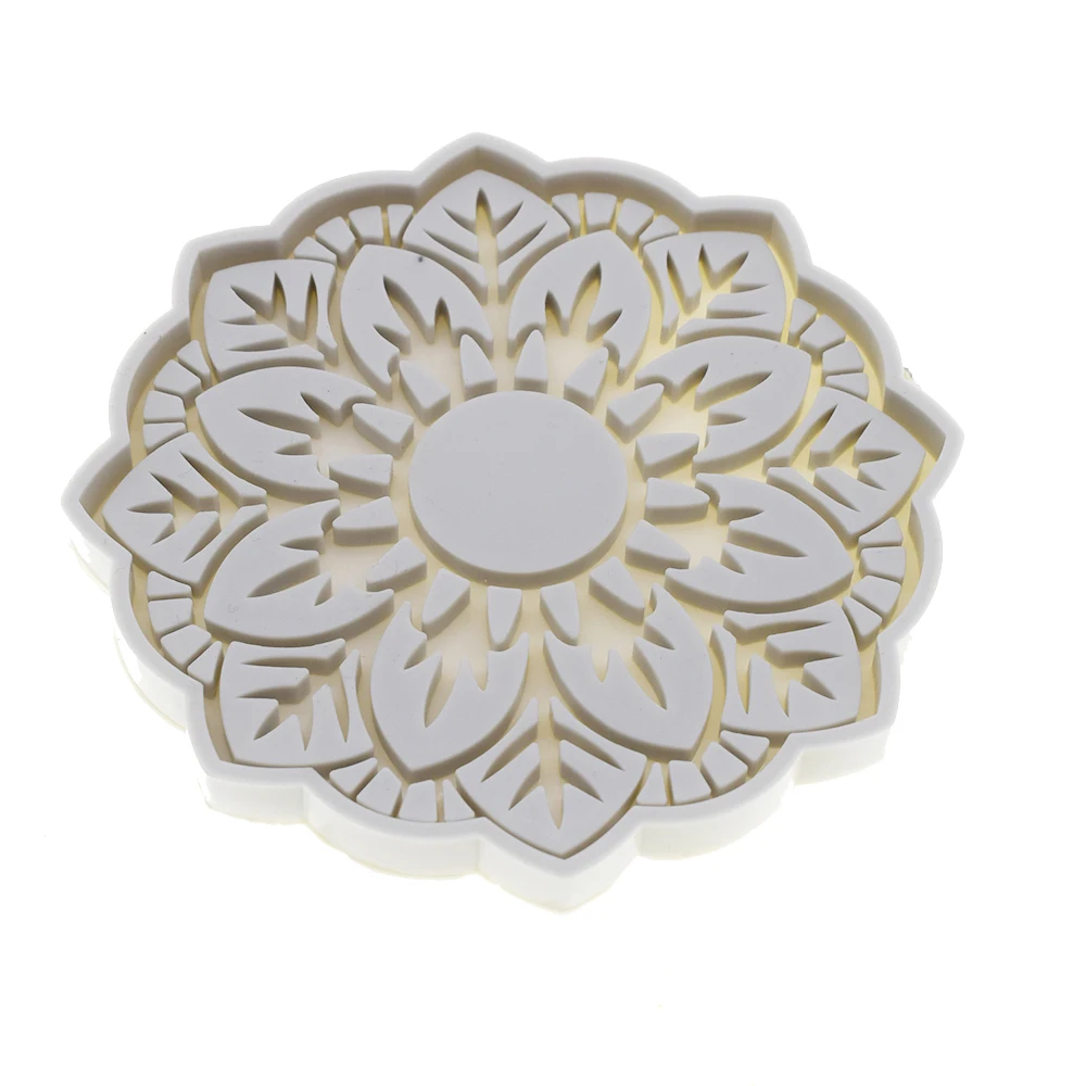 Mandala Coaster Silicone Mold Resin Gypsum Form Cement Stampi in Silicone Per Resina Concrete Epoxidharz Formen Mold for Tile