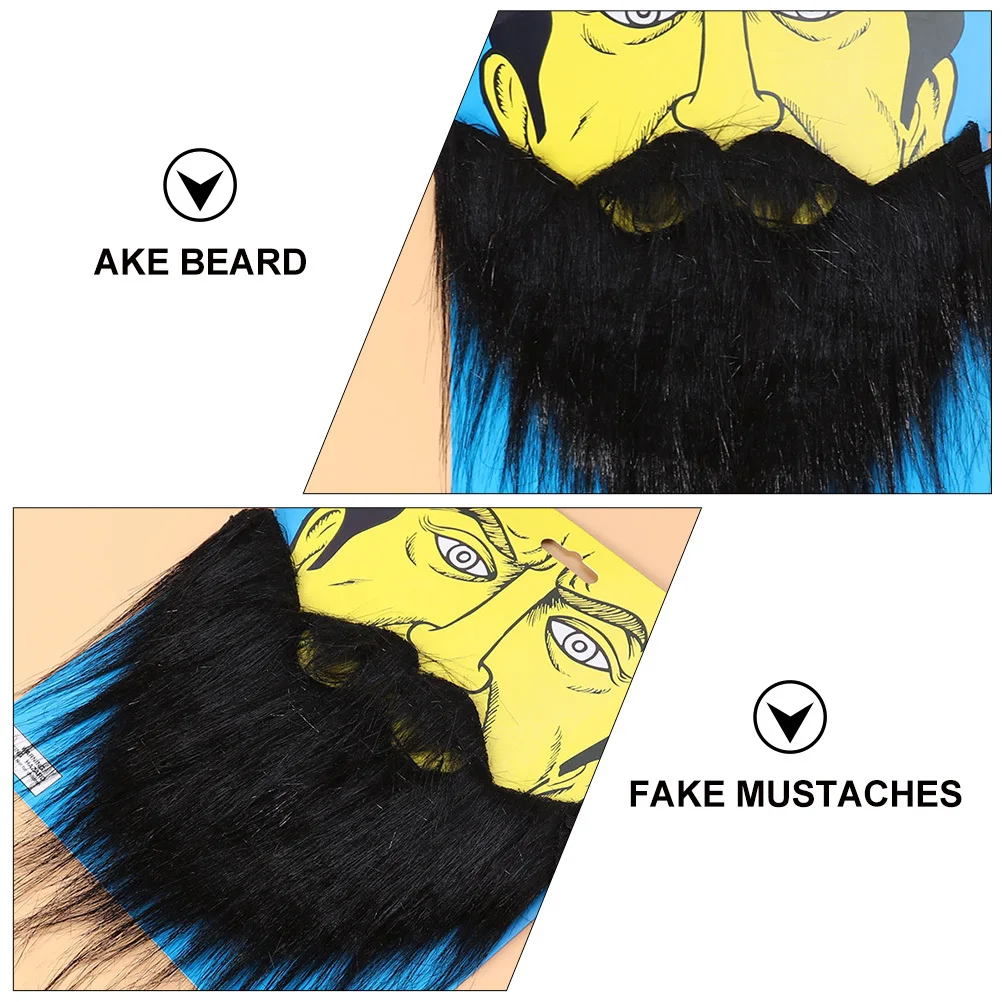 

3Pcs Fake Beard Black Halloween Costume Props Elastic Strap Simulation Mustaches Cosplay Supplies Fake Mustaches