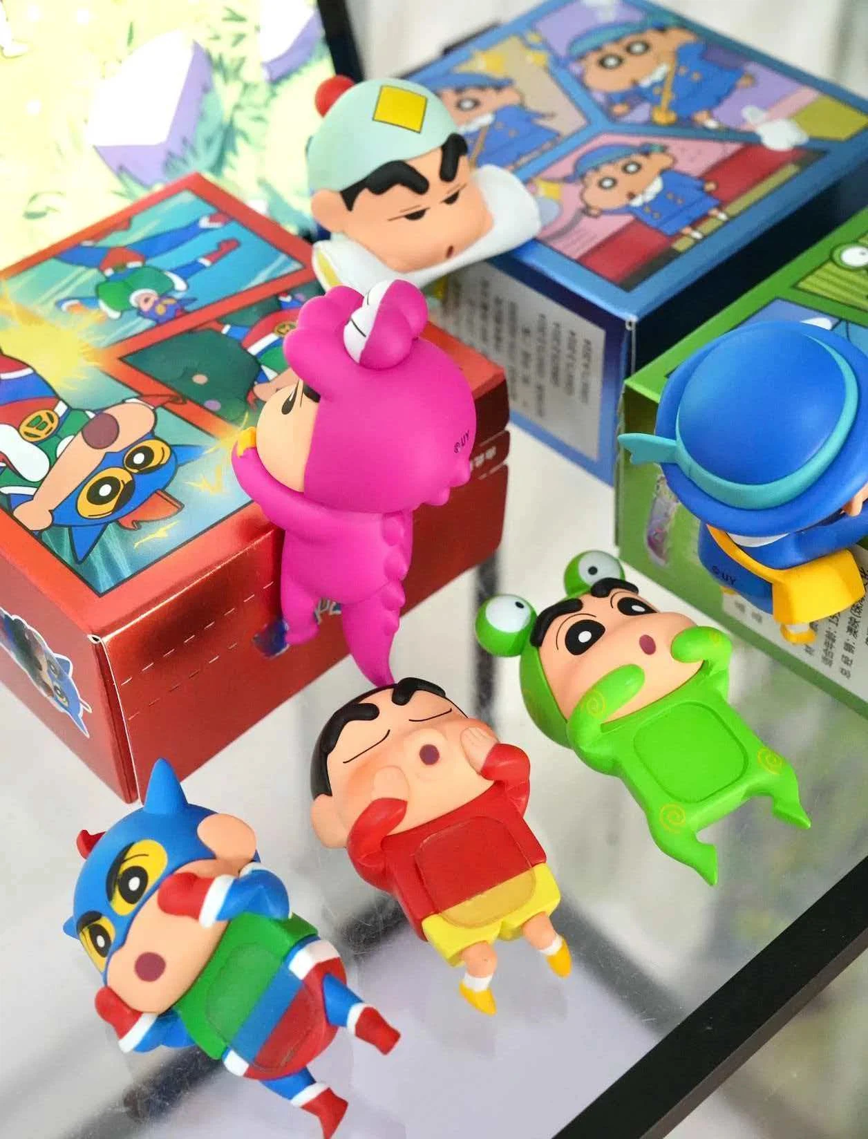 

6pcs Anime Figure Xiaoxin Screen Lying Style Blind Box Kawaii Car Ornament Cartoon Figure Display Decor Craft Toys Festival Gift