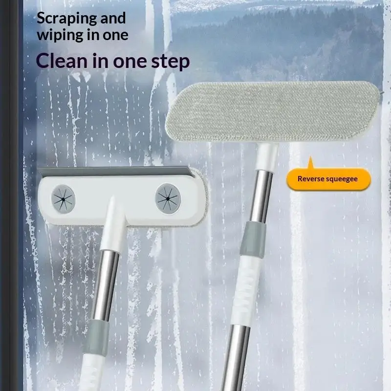 Magic Window Cleaning Brush & Pet Hair Remover With Retractable Double Rod - Adjustable Window Tool Suitable For Screens/Glass