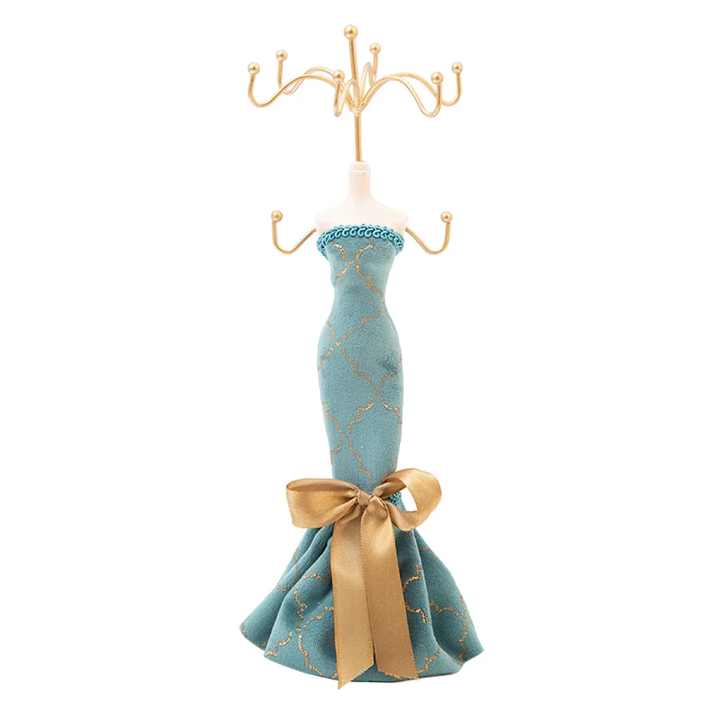 

Blue Series Dress Shape Gilding Jewelry Storage Rack Creative Lightweight Jewelry Display Stand Organizer for Home Shop Decor