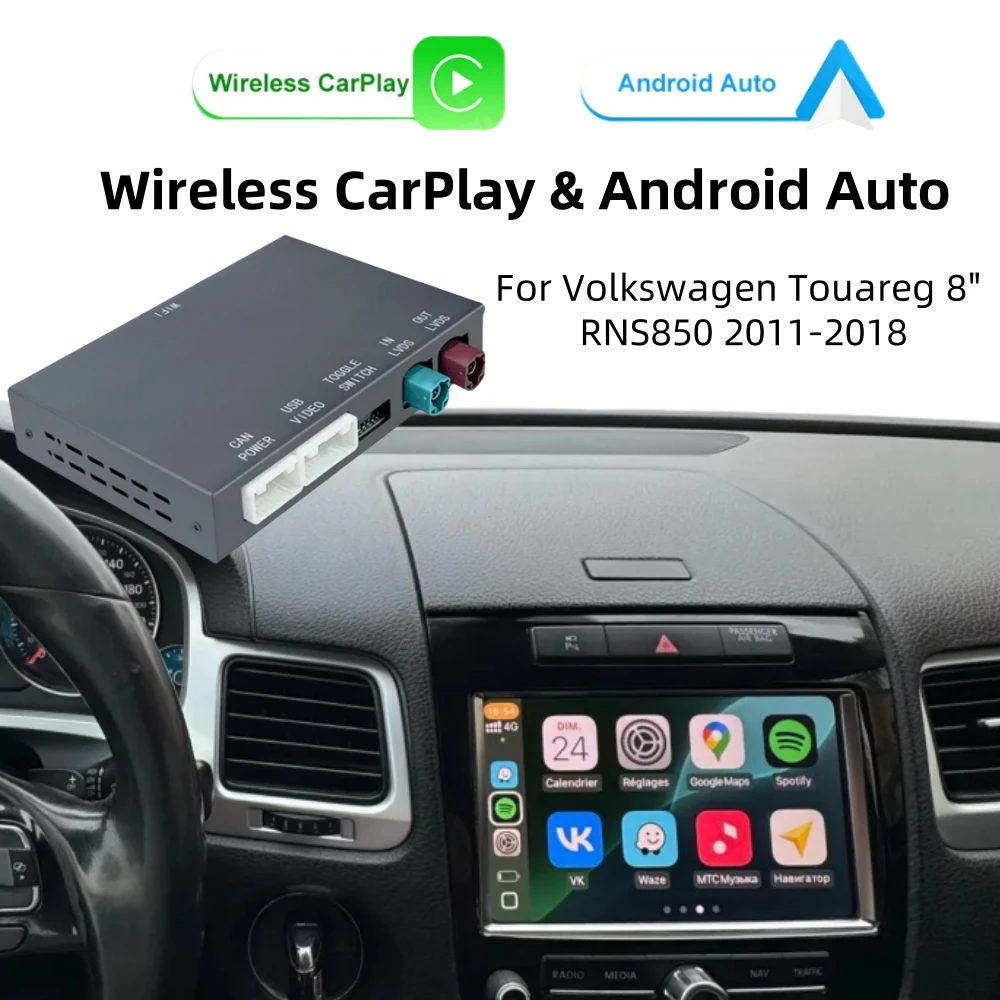 Беспроводной модуль для модернизации Carplay для Volkswagen Touareg RNS850 Android Auto адаптер airplay VW 2011-2018 play car