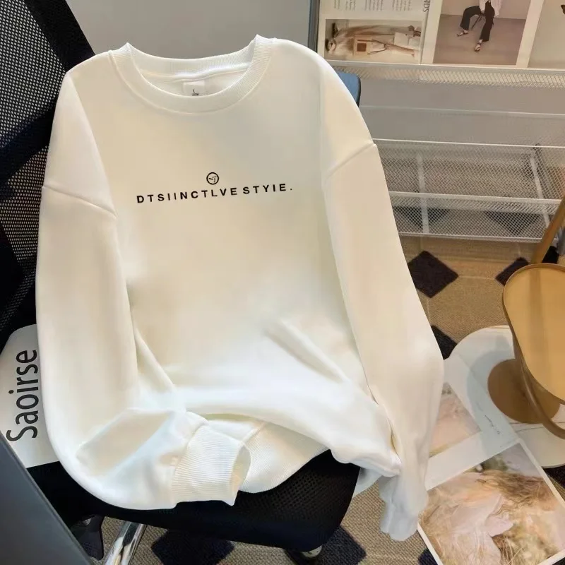 

Pinchen Trading Sweatshirt Man American Retro Autumn And Winter 2024 New Model Round Neck Sweater Girl Loose Clothes Long Sleeve