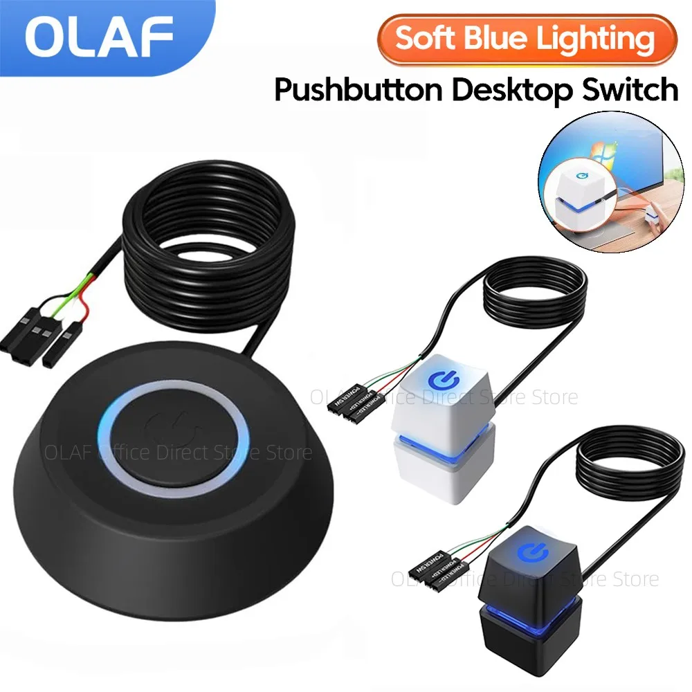 Olaf Computer Desktop Switch 2M LED Lights PC Motherboard External Start Power On/Off Button Extension Cable for Home Office