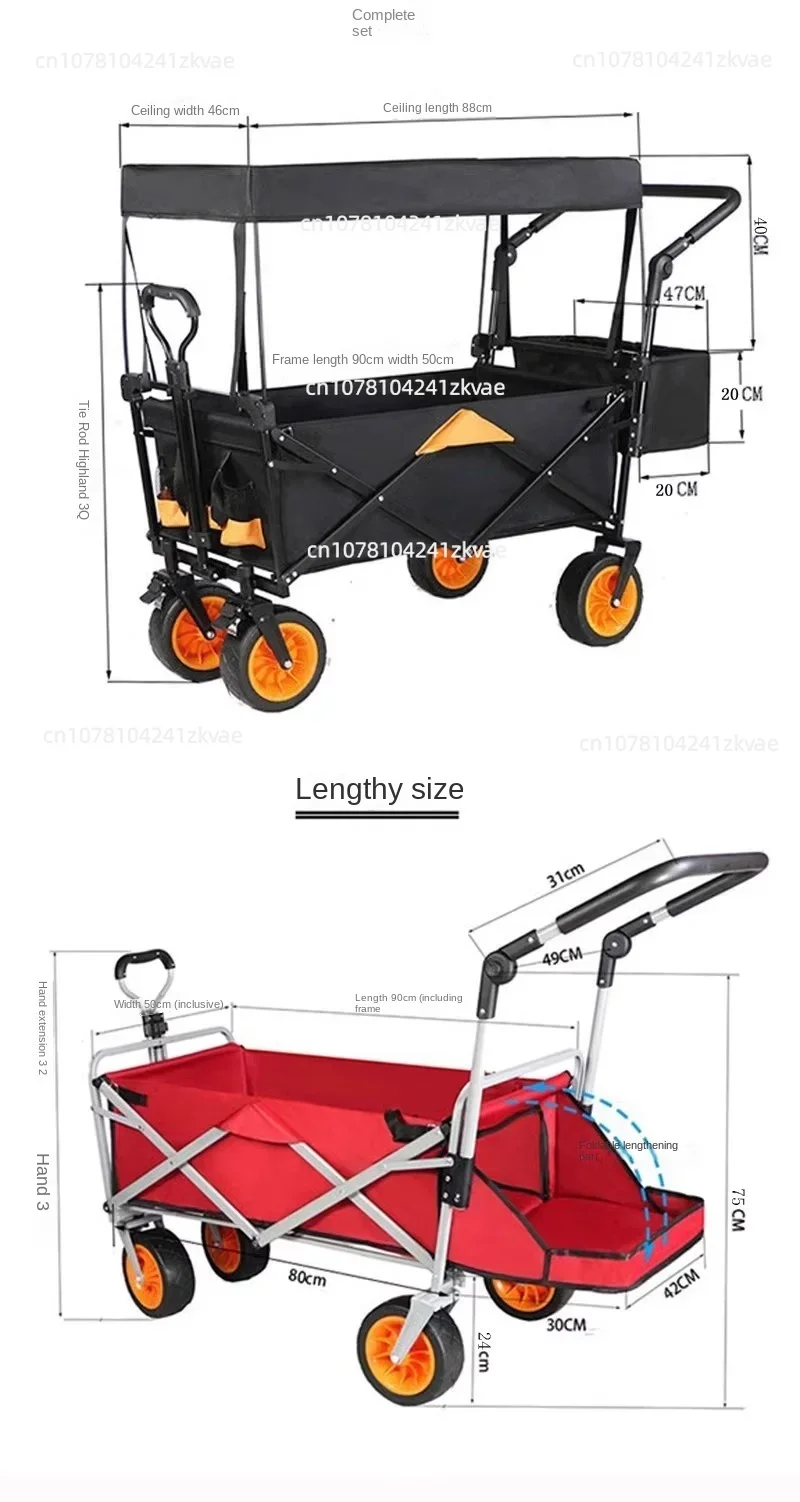 Camping wagon foldable garden hand cart with canopy folding garden trolley