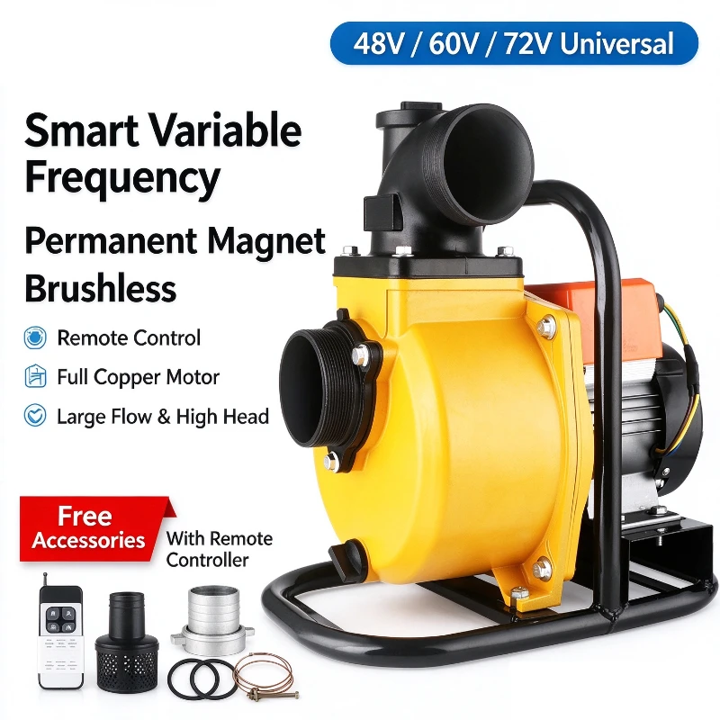 Brushless DC Smart Self-Priming Water Pump 24V 48V 60V 72V E-Bike Battery Pump,220V 380V Large Flow Irrigation Water Pump