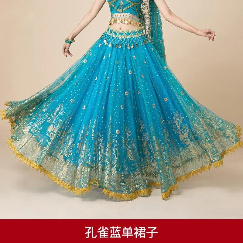 Trajes de danza India de Bollywood, falda oscilante grande, traje de actuación de baile en grupo, ropa Oriental para adultos y mujeres