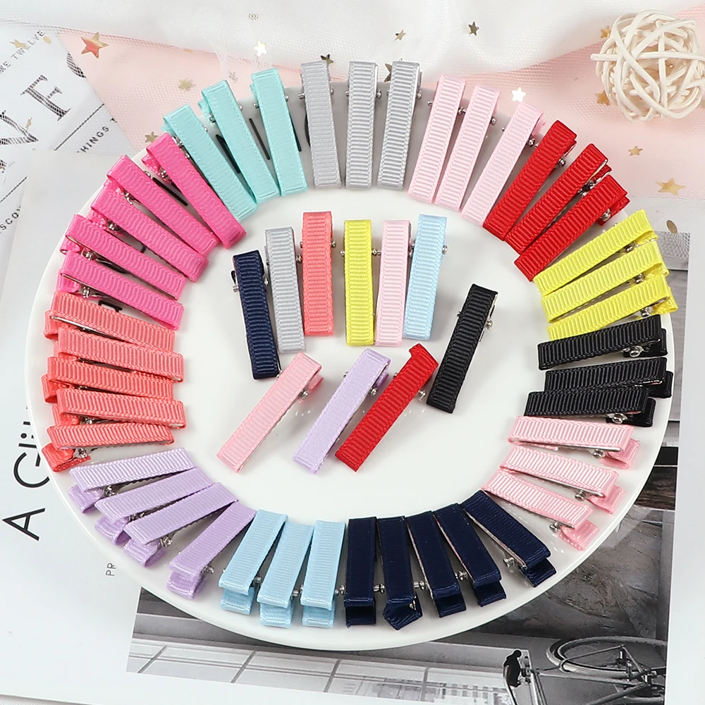 12/24PCS 3.5cm Baby Colorful Small Alligator Hair Clips Basic Fabric Covered DIY Handmade Hairpins Jewelry Making Kids Barrettes