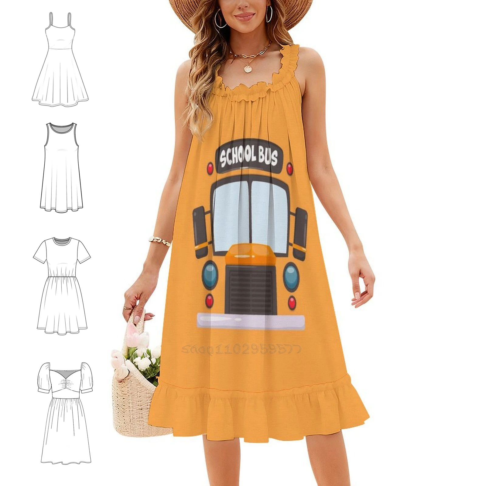Funny School Bus Dress Up Truck School Bus Driver Korean Style Dress For Women Elegant Casual Dress For Party Or Daily Wear