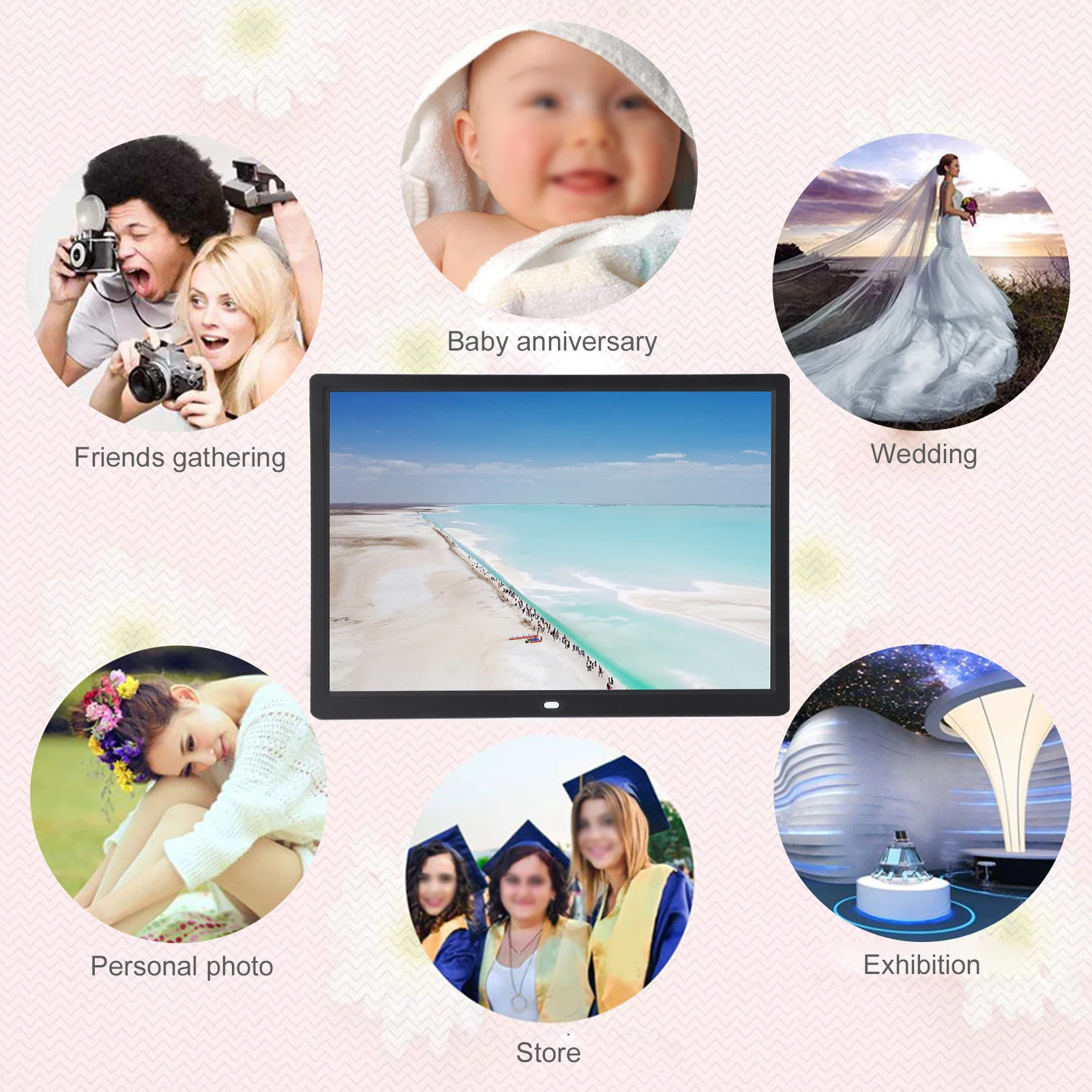 15in HD Digital Photo Frame 1024x768 Resolution Support MP3/MP4/Image Playback HD Digital Photo Frame 1024x768 Digital Frame