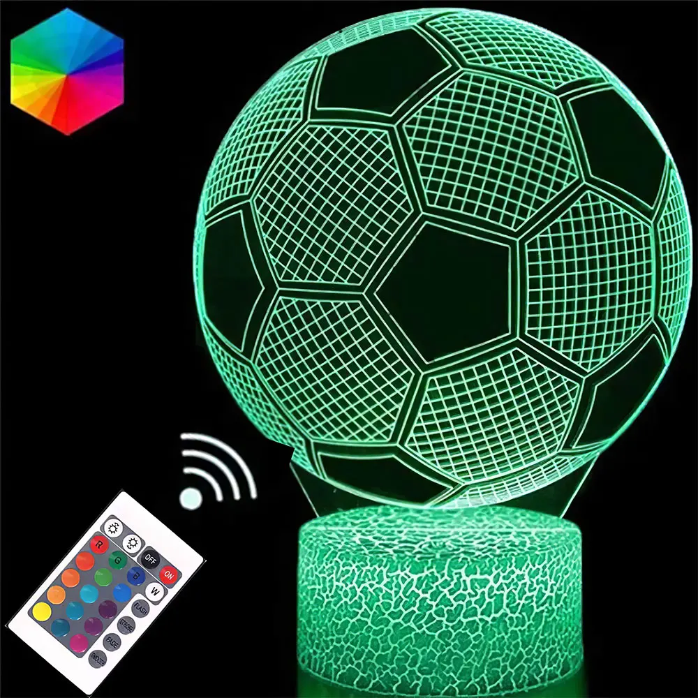 Child Football Ball 3d Night Light Touch Sensor Remote Nightlight for Kids Bedroom Decoration Soccer Table Lamp Gift