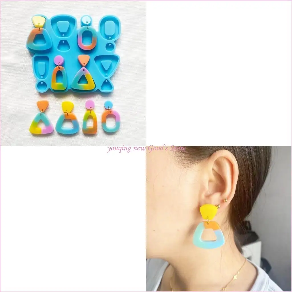 57QA قالب سلسلة مفاتيح حلق مكون من 4 أنماط يستخدم لصنع مجوهرات صب الراتنج