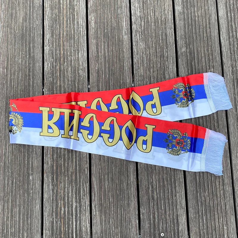 xvggdg  14*130cm  Russia flag Custom Scarf football team  Scarf Printing Satin Russian Flag Scarf