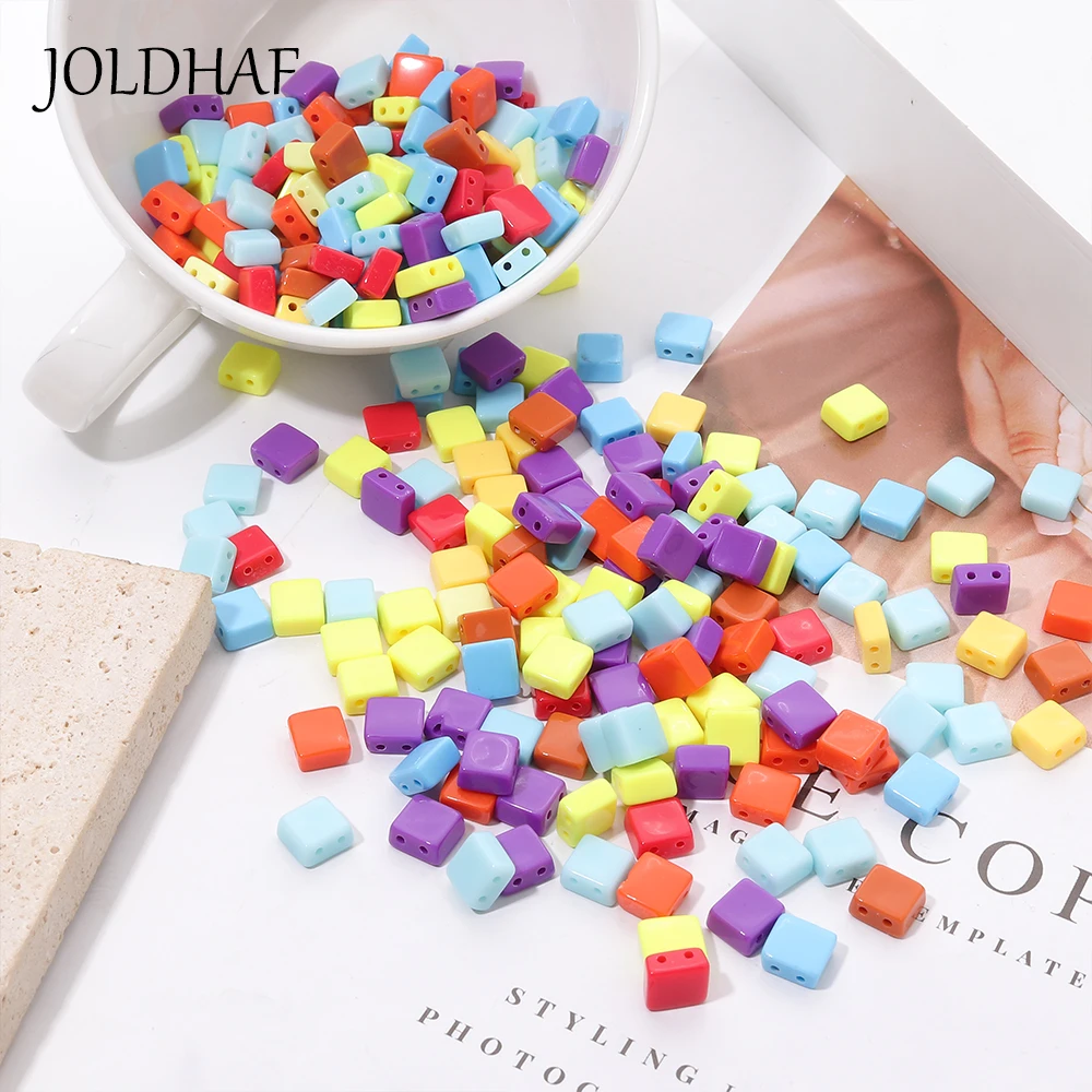 100pcs 8x8mm Acrylic Beads For Jewelry Making Colorful Plastic Loose Beads For Bracelets Durable Accessory Diy Jewelry