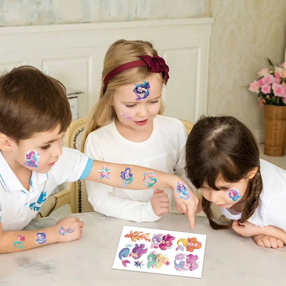 10PCS Mermaid Tattoo Stickers Exquisite Color Fake Tattoo Personalized Retro Tattoo Premium Waterproof Durable