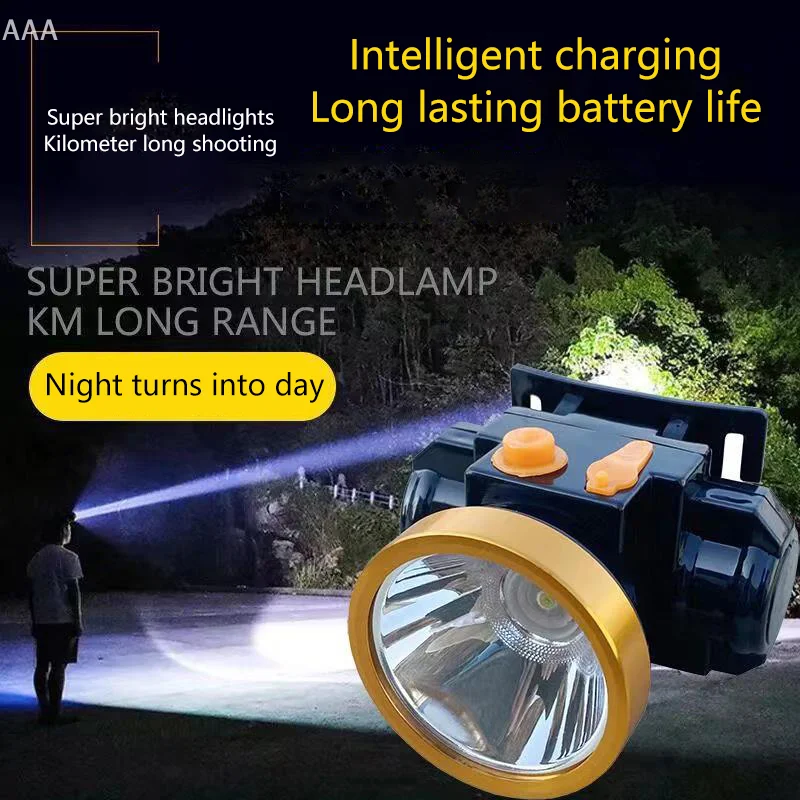 1 Set Adventure Light Strong Led Head Mounted Mining Lamp Outdoor Waterproof Diving Headlights Boat Light Fishing Lamp