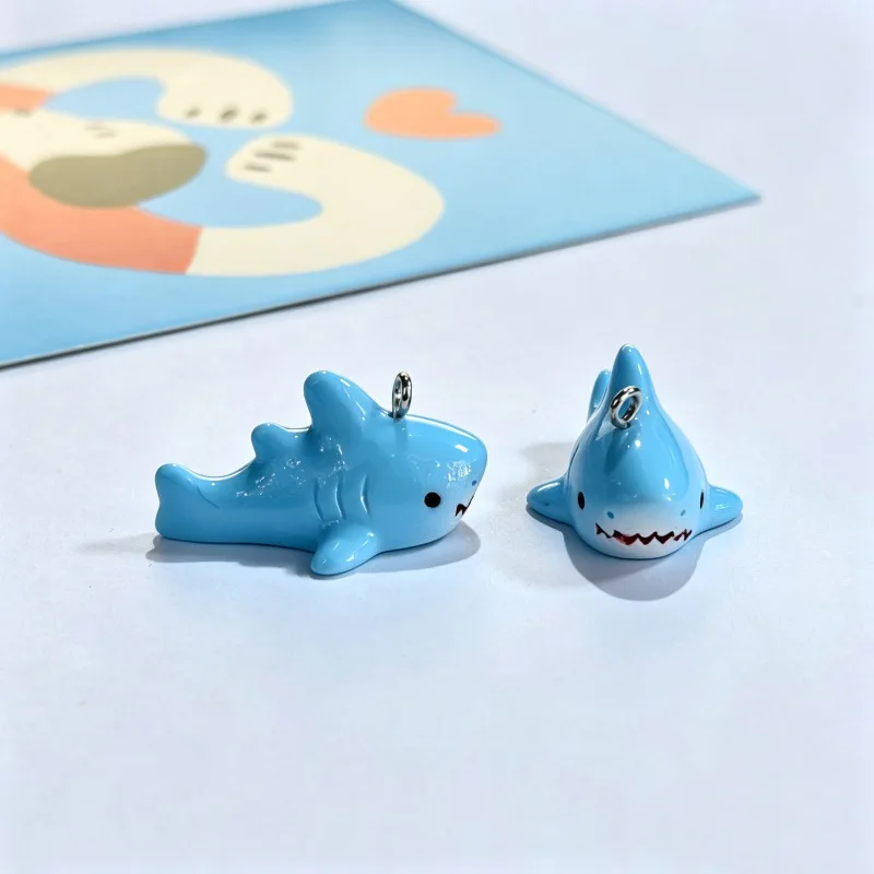 6Pcs Resin Simulation Blue Shark Pendants