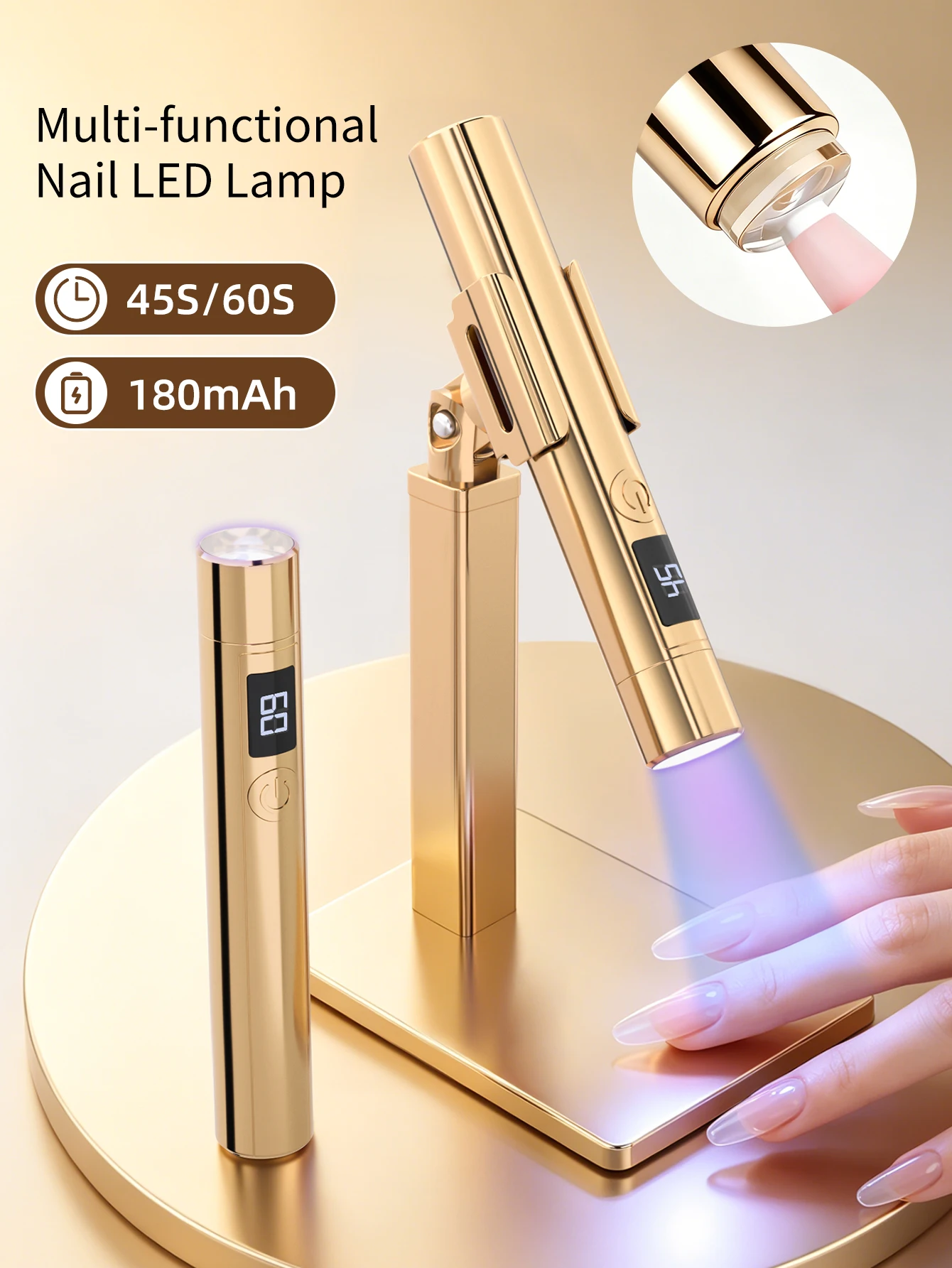 1Pc Mini On-Screen Display Handheld Nail Art UV Lamp For Gel Nails, Mini Nail Light, Portable LED Nail Lamp, USB Nail Dryer