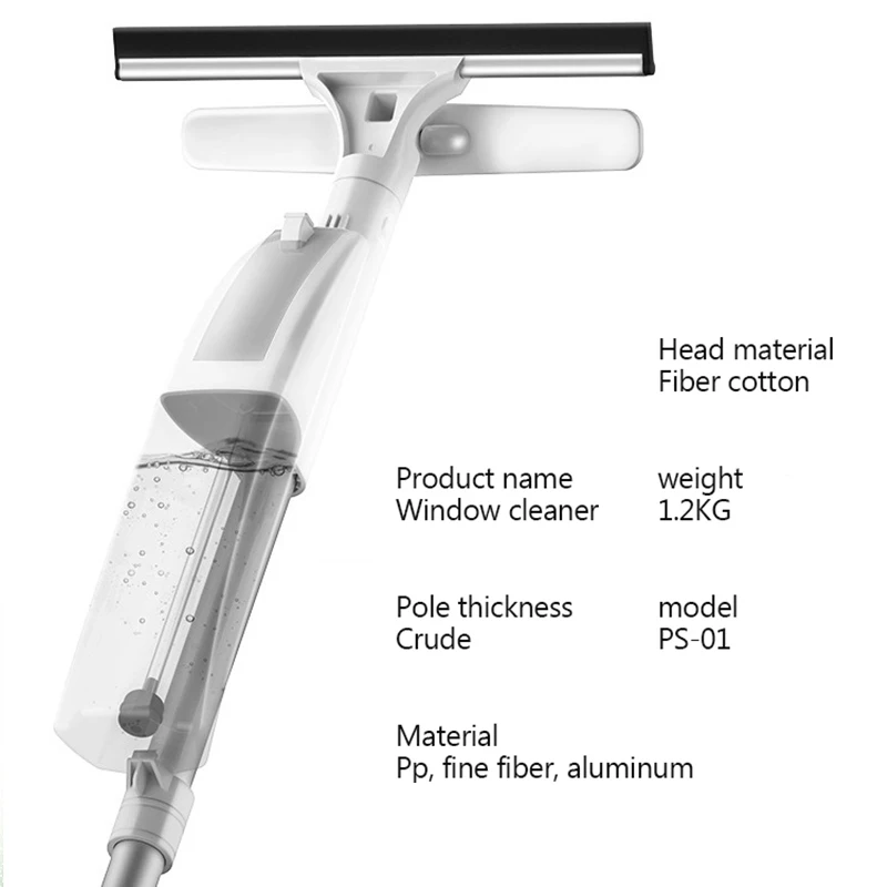 Imagem -04 - Escova de Limpeza de Vidro com Spray de Água Magic Window Cleaner Punho Longo de Alumínio Combinação de Pano de Limpador Escovas de Silicone Alta Qualidade